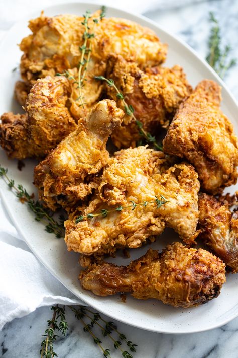 Buttermilk Fried Chicken Recipe Easy Buttermilk Fried Chicken, Southern Buttermilk Fried Chicken, Buttermilk Fried Chicken Recipe, Ready Recipes, African American Food, Southern Collard Greens, Okra And Tomatoes, Peanut Curry, Southern Potato Salad