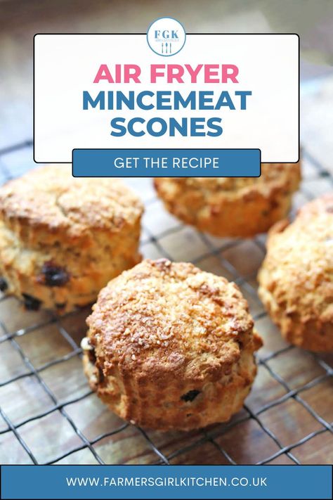 Air Fryer Mincemeat Scones are classic British scones, with added mincemeat and they taste just like Christmas! What’s even better is that you can make four delicious light and fluffy festive scones in your air fryer in no time at all. Air Fryer Scones, Wholemeal Scones, Air Fryer Recipes Uk, British Scones, Scones Easy, Scottish Recipes, Air Fryer Dinner Recipes, Air Fryer Recipes Easy, Irish Recipes