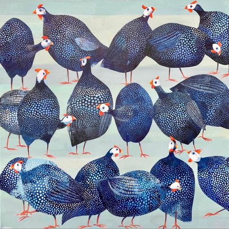 Claire Henley, contemporary British artist lives Stratford upon Avon Title: Guinea fowls Acrylic Guinea Fowl Art, Guinea Fowl, Pottery Painting Designs, Chicken Art, Eclectic Art, Arte Animal, So Nice, British Artist, Pottery Painting