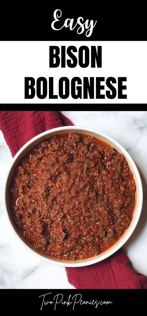 Bison Bolognese Recipe, Ground Bison Pasta Recipes, Bison Bolognese, Bison Meat Recipes, Ground Bison Recipes, Amazing Dinners, Bison Recipes, Easy Supper Recipes, Ground Bison