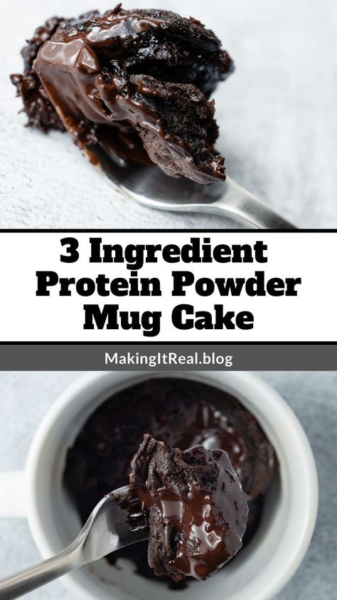 This 3 ingredient protein powder mug cake is a moist, fluffy, buttery chocolate cake that comes together in a matter of minutes. It's gluten-free and dairy-free. Mug Cake Protein Powder, Protein Powder Mug Cake, Protein Powder Cake, Protein Powder Brownies, Healthy Chocolate Mug Cake, Low Carb Mug Cakes, Best Whey Protein Powder, Baking With Protein Powder, Protein Mug Cakes