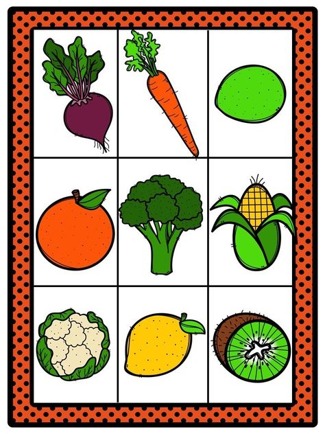 CARTAS DE LOTERÍA para trabajar frutas y verduras -Orientacion Andujar Paper Games For Kids, House Colouring Pages, Barbie Coloring Pages, Barbie Coloring, Articles Of Faith, Color Puzzle, Paper Games, Eric Carle, Kids Frames