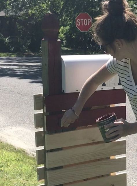 If you're tired of your plain mailbox, you'll love this simple update! #revamp #diy #woodwork #mailbox