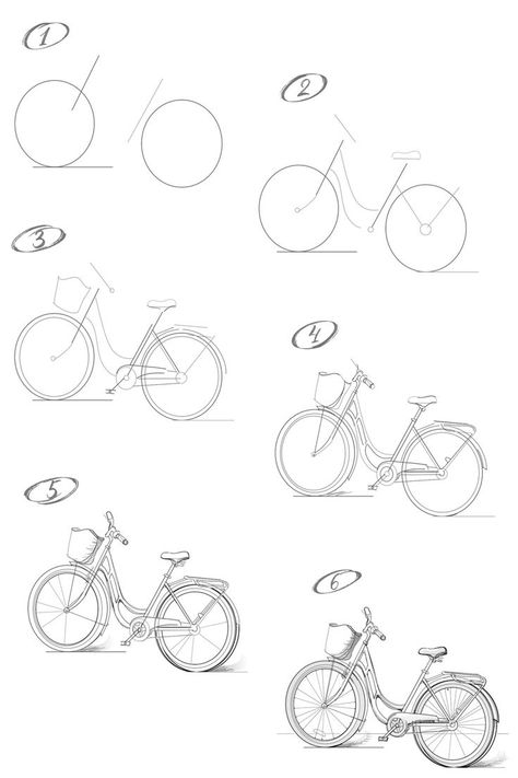 How to draw a bike with pencil step-by-step drawing tutorial Visit for video tutorial: https://youtu.be/nEADXUGtijw Drawing Of Bicycle, Sketching How To Step By Step, Sketching 101 Step By Step, How To Draw A Bike Step By Step, How To Draw Sketches Step By Step Pencil, How To Draw A Bicycle Step By Step, Practice Drawing Exercises Step By Step, How To Draw A Bicycle, How To Draw A Bike