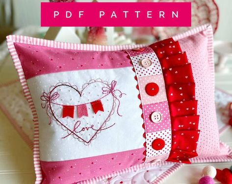 simplyeilene - Etsy Simply Eilene, Appliqué Pillows, Shirt Pillows, Valentine Pillow, Drawstring Bag Pattern, Love Banner, Table Topper Patterns, Felt Ornaments Patterns, Pillow Covers Pattern