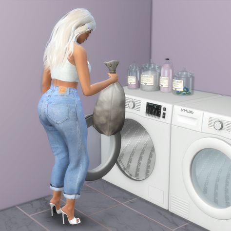 Wash n Dry Set - Simlish - The Sims 4 Build / Buy - CurseForge Sims 4 Nails, Furniture Cc, Cc Furniture, Washing Machine And Dryer, Sims Four, Sims 4 Cc Furniture, Wash And Go, Sims 4 Mods Clothes, Dryer Machine