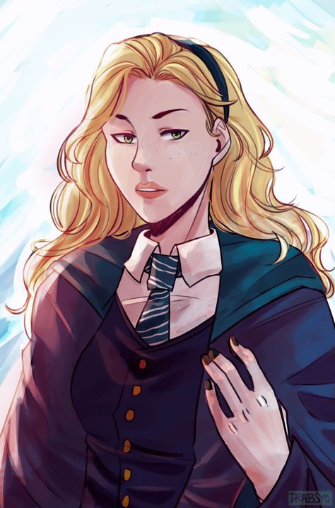 Art by @drabsyo on Tumblr Tracy Davis Harry Potter, Tracey Davis Harry Potter, Daphne Greengrass Fan Cast, Daphne Greengrass Fanart, Shera Characters, Tracy Davis, Gryffindor Tower, Harry Potter Drawing, Theo Nott