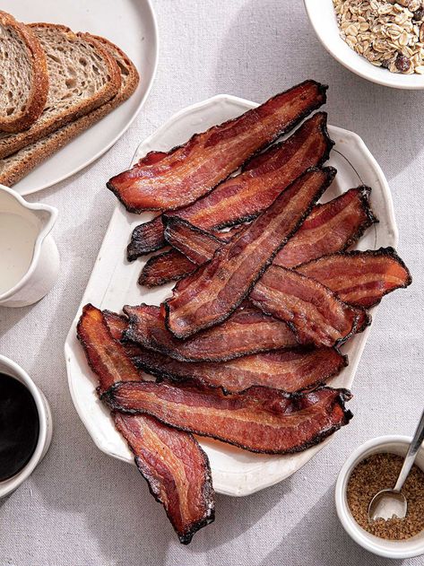 Breakfast Without Borders | Saveur Crispy Bacon In Oven, Salty Sweet Snacks, Oven Recipe, Bacon In The Oven, Bacon Recipe, Baked Bacon, Best Bacon, Candied Bacon, Old Bay