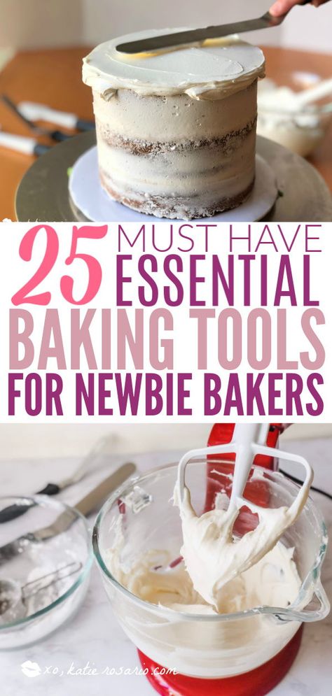 Learn To Bake Like A Pro, Must Have Cake Decorating Tools, Cake Decorating Supplies List, Beginner Baking Tools, Essential Baking Tools, Cake Decorating Tools For Beginners, Baking Supplies List, Cake Decorating Essentials, Baking Essentials Tools List