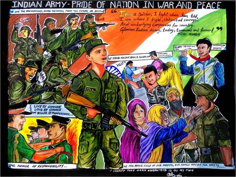 15 Indian Army Paintings By Kids Will Motivate You To Join Indian Army Poster On Veer Gatha, Painting On Veer Gatha Project, Veer Gatha Project, Indian Soldiers Painting, Veer Gatha Drawing Painting, Veer Gatha Poster Making, Veer Gatha Painting Competition, Veer Gatha Drawing Competition, Army Day Drawing