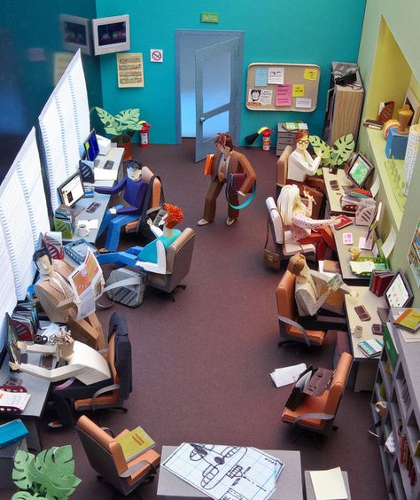 #workspace - Made of Paper Paper Factory, Paper People, Paper Illustration, Paper Art Craft, Paper Artwork, Russian Artists, Paper Cut Art, Kirigami, Cubicle