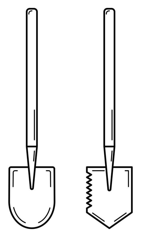 Hand drawn set of two shovels. Tool used in gardening and hiking. Doodle style. Sketch. Vector illustration Shovel Sketch, Gardening Tools Drawing, Hand Tools Drawing, Shovel Drawing, Farming Tools, Garden Spade, Doodle Style, Vector Sketch, Drawing Set