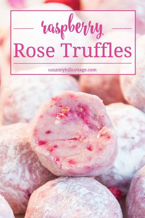 Rose Truffles, Dessert Truffles, Raspberry Rose, Freeze Dried Raspberries, Raspberry Chocolate, Favour Boxes, Dried Raspberries, Cookie Cake Recipe, Candy Recipes Homemade