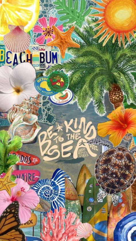 Tropical Vibes Wallpaper, Tropical Core Aesthetic, Beachy Wallpapers, Beach Wall Collage, Collage Des Photos, Summer Wallpapers, Eco Kids, Retro Phone Case, Iphone Wallpaper Stills