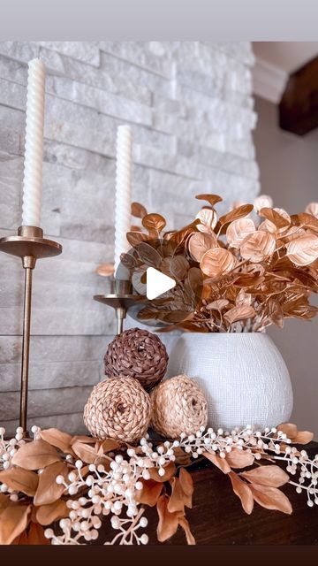 Ysmelda Marte on Instagram: "Happy Friday everyone ! Fall mantel is ready for fall! this year I made it simpler instead of using a garland, I used several leaf picks, faux pumpkins in different color, add in you own decor around your mantel and fireplace: candlestick, lanterns, basket with pillows and more pumpkins 🥰🥰

🤎 like
🤎 Comments 
🤎 save
🤎share 

Leaf picks: Hobby lobby 
Pumpkins: dollar tree 
White base :  target 🎯 
Eucalyptus flowers: Inspired home decor
Lanterns : last year target clearance 

Feliz Viernes , La chimenea esta lista para el otoño !!! Este año la hice un poco mas simple en lugar de usar una garland, usé varios palillos de flores, calabazas falsas en diferentes colores, agregue su propia decoración alrededor de la repisa de la chimenea y la chimenea: candelabr Eucalyptus Flowers, Target Clearance, Faux Pumpkins, Ready For, Fall Mantel, Hobby Lobby, Happy Friday, Made It, This Year