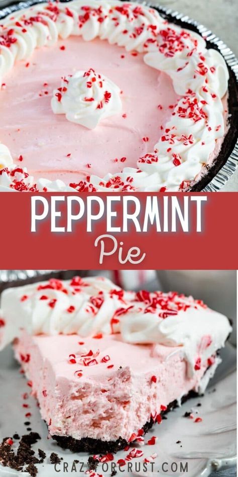 Easy Christmas Desserts Peppermint, Chocolate Peppermint Pie No Bake, No Bake Christmas Pie Recipes, Oreo Peppermint Pie, Peppermint Pie Recipe Holidays, Peppermint Pie With Oreo Crust, No Bake Peppermint Pie, Peppermint Pie No Bake, No Bake Christmas Pie