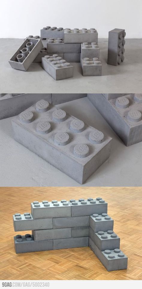 Concrete Legos: building a house just became the most excellent fun, better with alternative natural materials! Concrete Projects Diy, Unusual Sculptures, Decoration Beton, Cement Design, Cement Blocks, Beton Design, Cement Diy, Cement Art, Lego Blocks