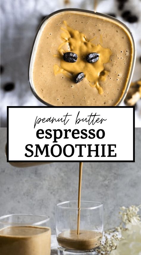 the best ESPRESSO SMOOTHIE made with banana, peanut butter and espresso! It's vegan, gluten free and a delicious way to start the day #smoothie #espresso #espressosmoothie Espresso Smoothie, Turmeric Smoothie, Snack Prep, Peanut Butter Smoothie, Simple Breakfast, Smoothie Detox, Healthy Breakfast Smoothies, Pineapple Smoothie, Nutritious Breakfast