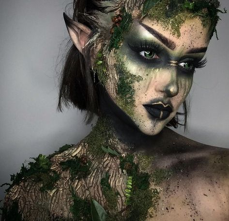 Dark Fairy Makeup, Forest Fairy Costume, Elf Kostüm, Prosthetic Makeup, Elf Cosplay, Creepy Halloween Makeup, Forest Elf, Witch Makeup, Halloween Makeup Inspiration