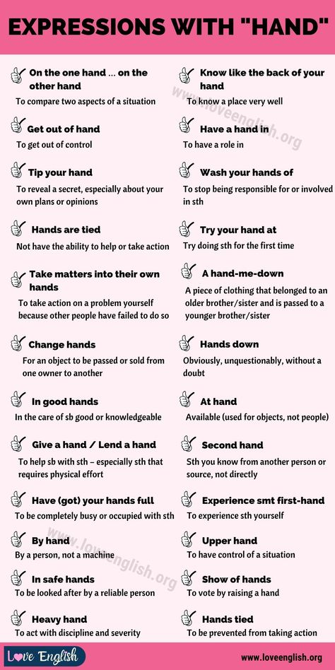 Idiomatic Expressions, Hand Meaning, Other Ways To Say, English Phrases Idioms, Idioms And Phrases, Scholarship Essay, Writing Prompts For Writers, Good Vocabulary, English Writing Skills