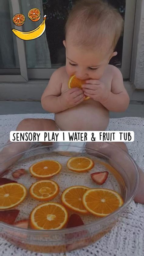 Sensory Play | Water & Fruit Tub in 2022 | Baby learning activities, Young toddler activities, Baby play activities Summer Crafts For Infants, Simple Summer Crafts, Crafts For Infants, Young Toddler Activities, Baby Development Activities, Water Fruit, Maluchy Montessori, Infant Sensory Activities, Baby Sensory Play