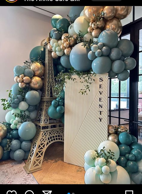 Paris Theme Backdrop Ideas, Paris Party Backdrop Ideas, Paris Homecoming Theme, Parisian Sweet 16, Evening In Paris Prom Theme, Travel Theme Balloon Arch, Midnight In Paris Party, Paris Theme Quinceanera Decorations, Paris Sweet 16 Ideas