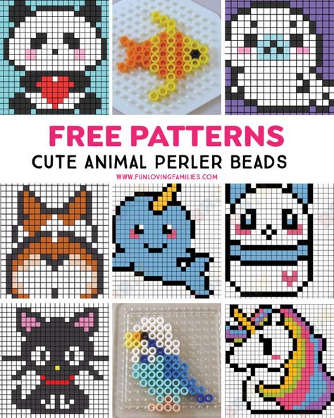 These animal patterns are just the cutest and you can make them using your Perler Beads. Check out these patterns plus where to find the best free Perler bead patterns online. #perlerbeadpatterns #cute Surfer Necklaces, Perler Bead Designs, Melt Beads Patterns, Easy Perler Bead Patterns, Pola Manik, Melty Bead Patterns, Pearl Beads Pattern, Fuse Bead Patterns, Diy Perler Bead Crafts