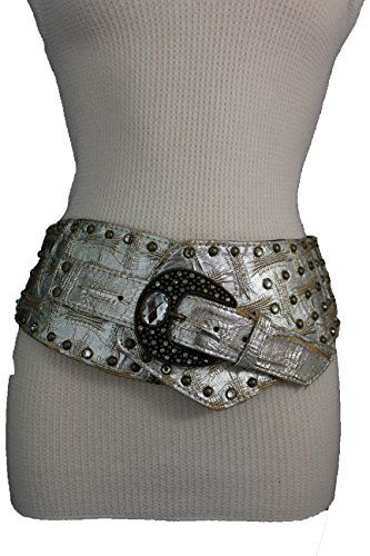 Trendy Fashion Jewelry Women Wide Western Fashion Belt Big Buckle Rhinestones Studs L Metallic Silver Beach Style Furniture, Modern Japanese Fashion, Amazing India, Womens Belt, Western Buckles, Belt Fashion, Hip Belt, Trendy Fashion Jewelry, Silver Belts