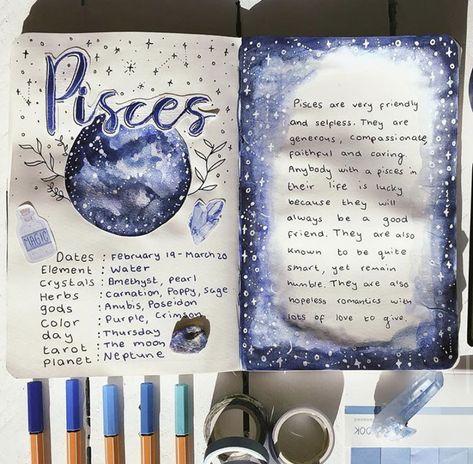 Pisces Journal, Crafting Witch, Pisces Season, Gemini And Pisces, Zodiac Journal, Moon Journal, Grimoire Book, Spiritual Journals, Norse Pagan