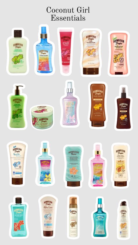 Hawaiian Tropic Products, Hawaiian Tropic Perfume, Hawaiin Tropics, Hawaiian Tropic Aesthetic, Coconut Girl Essentials, Hawaiian Products, Coconut Girl Aesthetic Outfits, Hawaiian Aesthetic, Tropical Perfume