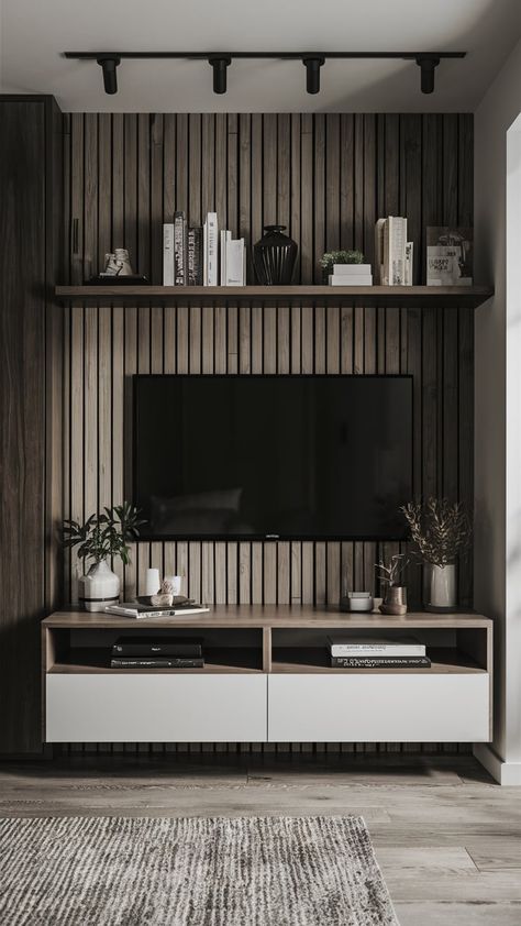 Small Tv Room, Dark Grey Living Room, Tv Unit Design Modern, Small Tv, Room Tips, Latest Living Room Designs, Home Hall Design, Inspiration Images, Black Living Room