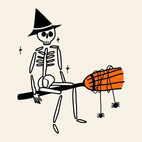 Pumpkin Skeleton Tattoo, Spooky Season Drawing Ideas, Skeleton Drawing Halloween, Whiteboard Halloween Art, Doodle Ideas Halloween, Halloween Illustration Witch, Skeleton Cute Drawing, Halloween Small Drawings, White Board Halloween Drawings