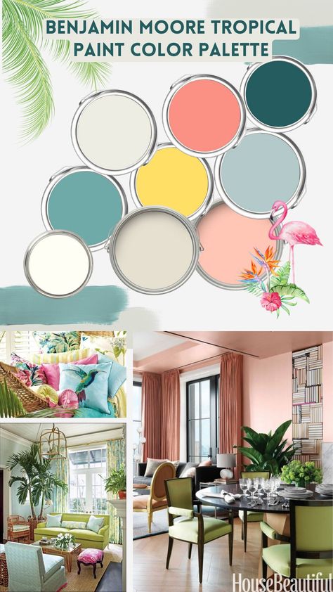 Benjamin Moore Paint Palette Modern Coastal Beach House Color Palette Tropical Blue and Green Paint Scheme Whole House Palette Airbnb Decor - Etsy House Interior Color, Beach House Interior Colors, Beach House Color Palette, Interior Color Palette, Blue Green Paint, Beach Color Schemes, Colorful Beach House, House Palette, Coastal Paint