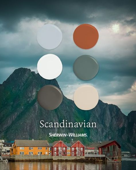 Scandinavia Colour Palette, Colorful Swedish Interior, Swedish Paint Colors, Scandinavian Colors Palette, Scandinavian Interior Wall Color, Scandinavian Home Color Palette, Copenhagen Color Palette, Norwegian Color Palette, Nordic Color Palette Interior Design