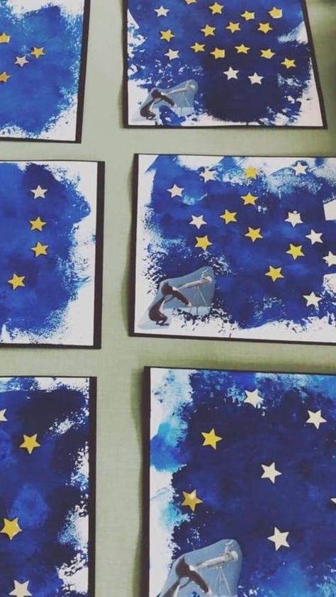 Stars Painting Easy, Space Theme Preschool, Space Preschool, Sistem Solar, Moon Crafts, Winter Art Projects, Summer Preschool, Space Activities, Hand Crafts For Kids