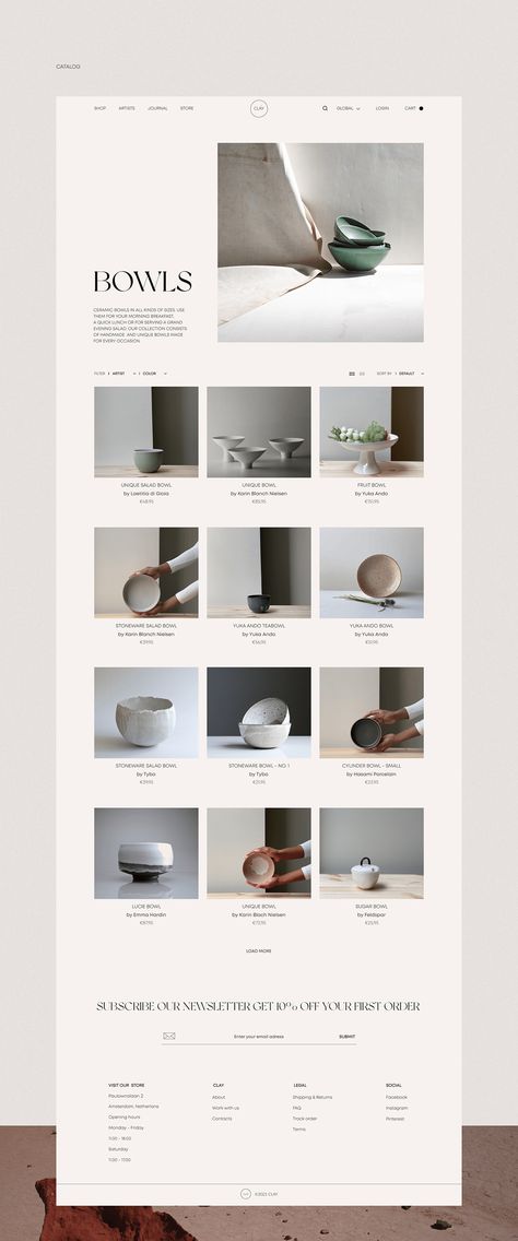 Minimal Website Design, Pottery Display, Lookbook Layout, Web Design Websites, Website Design Inspiration Layout, Ceramic Store, Handmade Dinnerware, Pottery Store, Modern Website Design