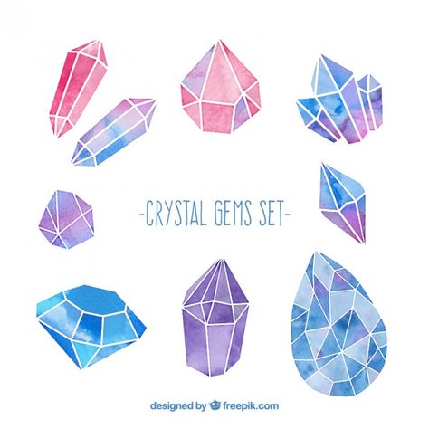 More than a million free vectors, PSD, photos and free icons. Exclusive freebies and all graphic resources that you need for your projects Watercolor Crystals, Watercolor Gem, Crystal Drawing, 판타지 아트, Crystal Art, Crystal Gems, Art Graphique, Art Plastique, Psd Files