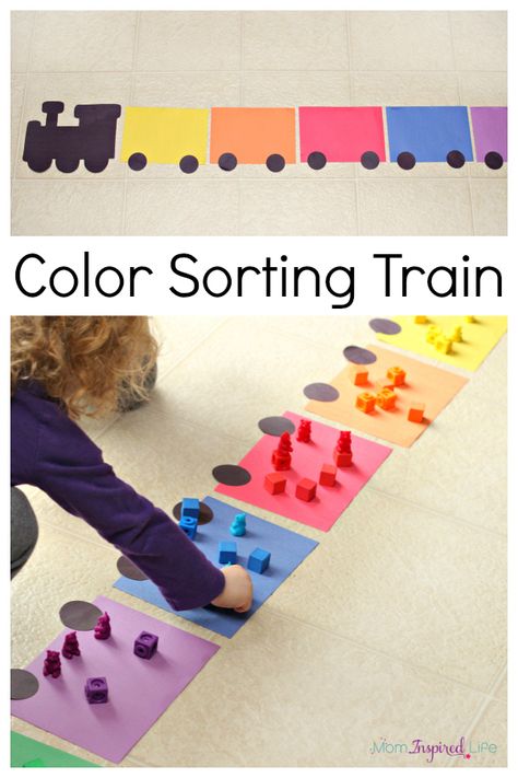 This color sorting train is a great for kids to learn colors. They can also work on counting. A fun color recognition activity for toddlers and preschoolers! Color Sorting Activities, Maluchy Montessori, Transportation Activities, Transportation Preschool, Preschool Colors, Learn Colors, Sorting Activities, Color Sorting, Toddler Learning Activities