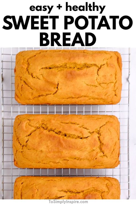 Sweet Potato Bread Machine Recipes, Sweet Potato Recipes Bread, Sweet Potato Bread Recipe Homemade, Sweet Potato Loaf Bread, Easy Sweet Potato Bread, Sweet Potatoes Bread Recipe, Canned Sweet Potato Puree Recipes, Sweet Potato Bread Healthy, Sweet Potato Bread Recipe Easy