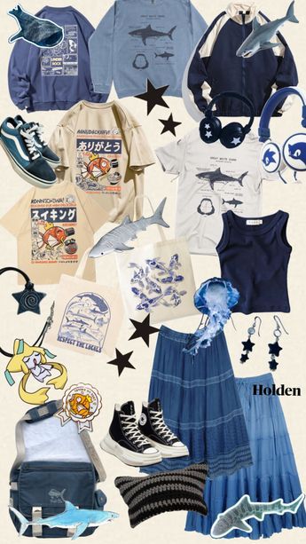 Check out Maple_leaf333's Shuffles Idk what this aesthetic is called #outfitinspo #bluecore #pokemon #aesthetic #whaleshark #sharkcore #jellyfish #shark #marinebiology Ocean Y2k Aesthetic, Sea Themed Outfits Aesthetic, Shark Week Outfit, Sea Aesthetic Clothes, Fishcore Outfit, Seacore Outfit, Marine Biology Outfits, Sharkcore Outfits, Ocean Core Outfits