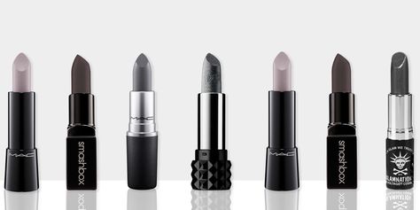 7 Gray Lipsticks to Make Lips Look Out-of-This World Bold Gray Lipstick, Grey Lipstick, Grey Eyeshadow, Blue Lipstick, Lipstick Shade, Glamorous Hair, Gray Hair Highlights, Bluish Green, Make Me Up