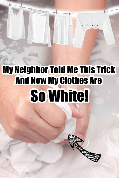 My Neighbor Told Me This Trick And Now My Clothes Are So White! If you’ve ever struggled with dingy, discolored clothes that just won’t look as bright as when they were new, you’re not alone. White Clothes Laundry Hacks, Dingy Whites White Again, How To Whiten Clothes, Dingy Whites, Brighten Whites, White Laundry, Laundry Tips, White Clothes, Laundry Area