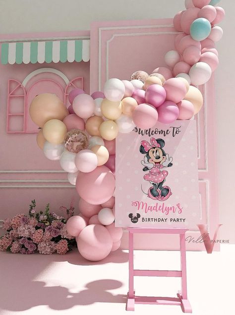 Editable Any Age Minnie Mouse Birthday Welcome Sign Light Pink Polkadot Minnie Party Decor Sign Kid Minnie Pink Birthday Sign MMB01 - Etsy Minnie Mouse Birthday 4, Classy Minnie Mouse Party, Minnie Mouse Welcome Sign, Minnie Mouse Party Backdrop, Minnie Mouse 5th Birthday Party Ideas, Minnie Mouse Bday Party, Minnie’s Bowtique Party, Minnie Mouse Boutique Party Ideas, First Birthday Girl Minnie Mouse