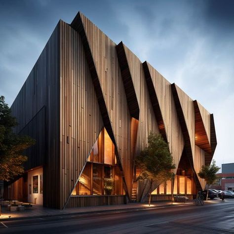 Timber Building Concept Modern Library Architecture, Office Building Facade Design, Library Architecture Exterior, Timber Cladding Exterior, Museum Facade, Museum Exterior, Restaurants Interior, Timber Architecture, Facade Architecture Design