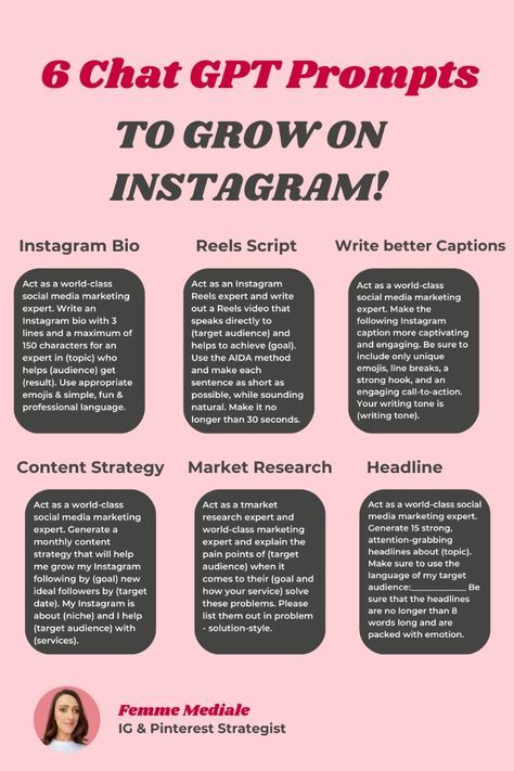 Prompts Chat Gtp, Instagram Strategy For Business, Digital Marketing Tips And Tricks, Social Media Tips And Tricks, Chat Gtp, Content Creation Instagram, Social Media Growth Strategy, Social Media Marketing Planner, Social Media Content Planner