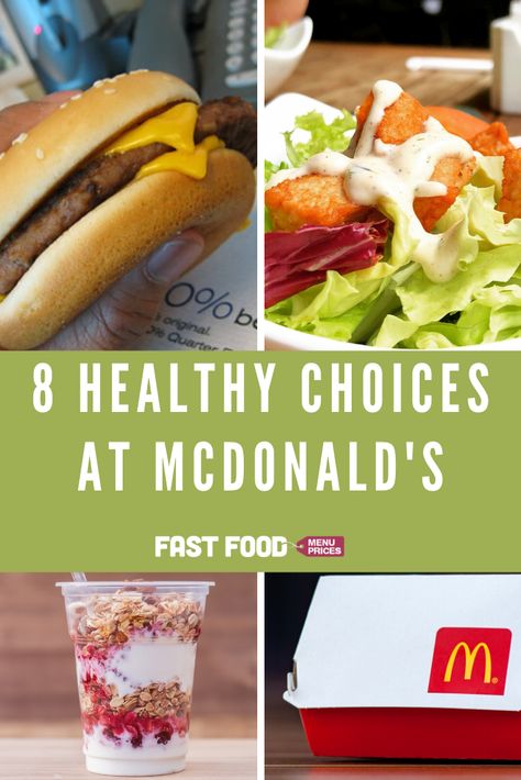 Fortunately, McDonald’s also has you covered when it comes to grabbing a satisfying and healthy meal. Check out the eight McDonald’s healthy choices below to order next time you swing through the drive through. Calorie Deficit Mcdonalds, Healthy Mcdonalds Breakfast, Healthy Drive Thru Options, High Protein Mcdonalds, Healthy Options At Fast Food, Fast Food Healthy Choices, Healthy Mcdonalds Options, Fast Food Hacks, Fast Food Orders