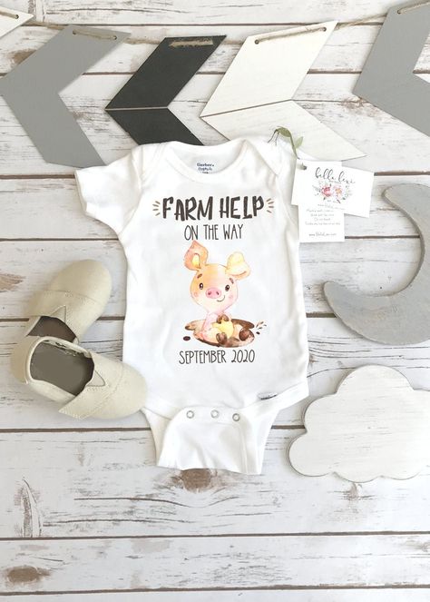 Pig Onesie, Horse Onesie, Sunflower Nursery, Baby Weeks, Pig Farm, Staging Ideas, Cowboy Baby, Baby Due, Farm Baby