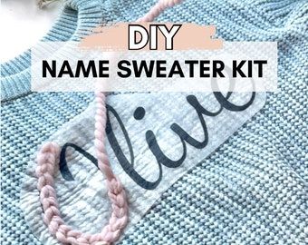 Embroidery Name Sweater, Stick And Stitch Embroidery, Embroidery Personalized, Tutorial Embroidery, Stick And Stitch, Name Sweater, Sweater Embroidery, Sweater Tutorial, Personalized Sweater