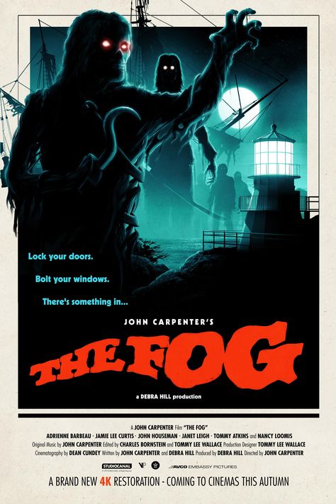 The Fog 1980, Adrienne Barbeau, Movie Poster Frames, 80s Horror, Horror Posters, John Carpenter, Jamie Lee Curtis, Horror Movie Art, Tommy Lee