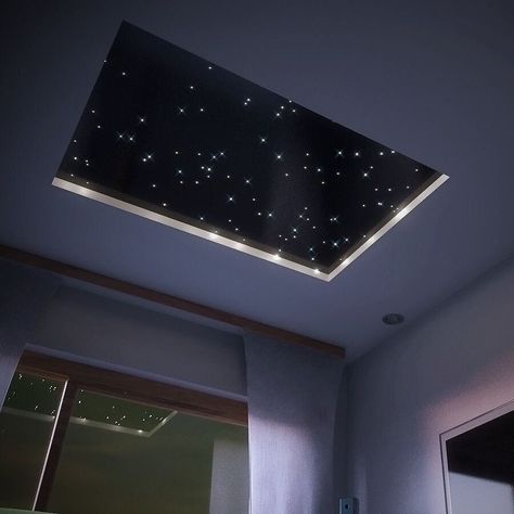 starlight-ceiling-livingroom Starlight Bedroom, Lodge Design Ideas, Lights On Ceiling, Starlight Ceiling, Fiber Optic Ceiling, Kids Bedroom Furniture Design, Starry Ceiling, Celing Light, Sky Ceiling